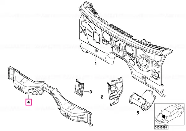 Plată sigură Strut suport perete frontal centru - BMW