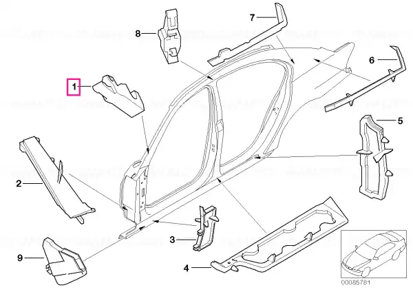 Reducere Piesă formată panou parbriz lateral - BMW