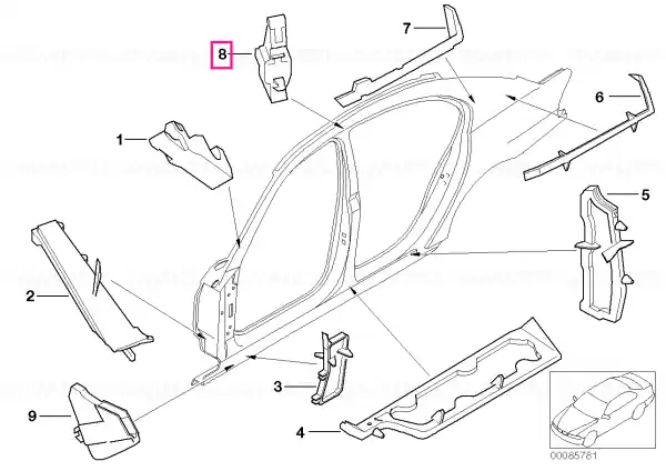 Piesă formată cadru acoperiș centru - BMW Reducere specială