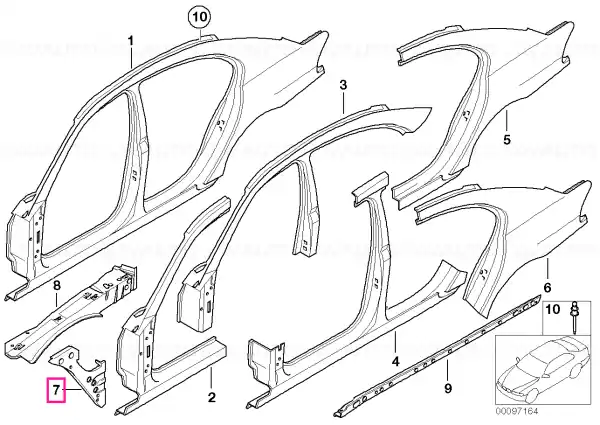 Placă conexiune cadru panou lateral dreapta - BMW Popular