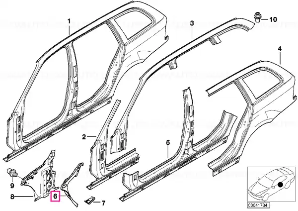 Placă conectare cadru panou lateral dreapta - BMW Premium
