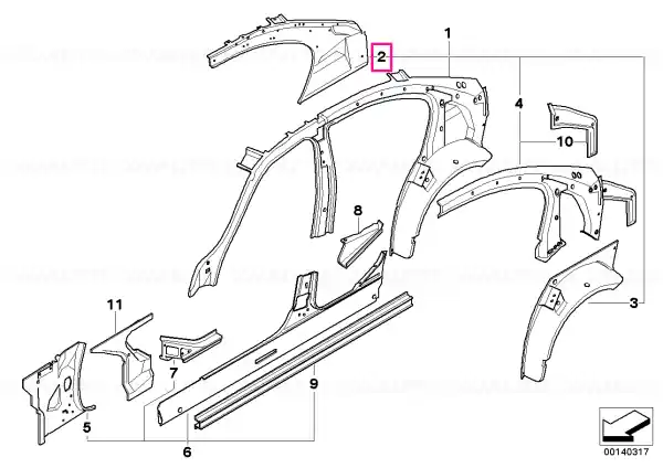 Stâlp C parte superioară interiară stânga - BMW Expediere rapidă