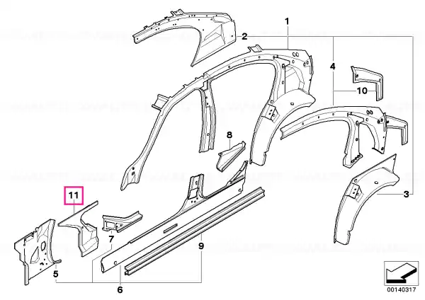 Plată sigură Placă conexiune cadru panou lateral stânga - BMW