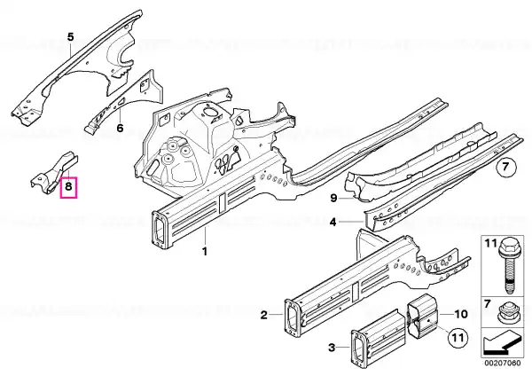 Extensie strut suport stânga - BMW Lichidare de stoc