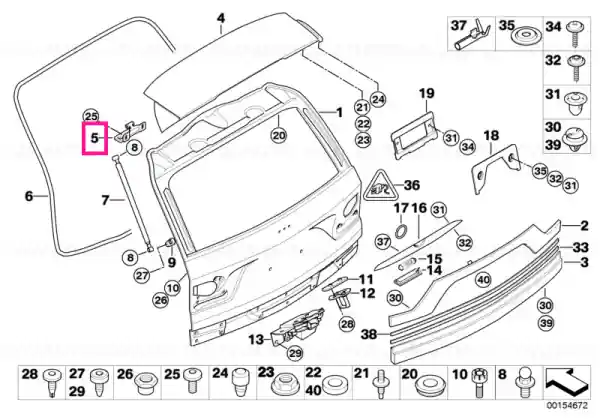 Plată sigură Balama capota portbagaj drept - BMW