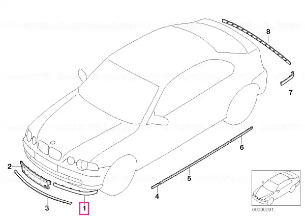 Banda protectie bara fata stanga, DARK SILVER - BMW Retur gratuit