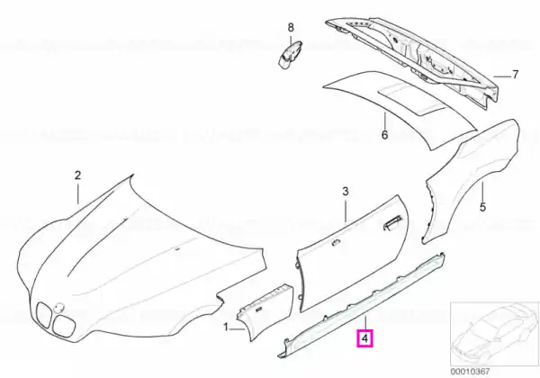 Reducere specială Prag exterior, dreapta - BMW Z3 E36