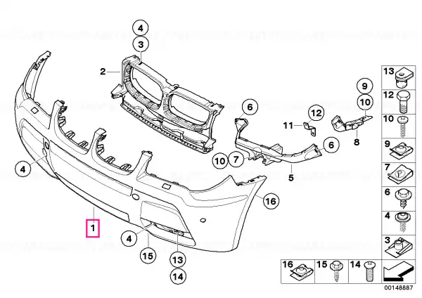 Plată sigură Capac ornamental bara spate, aprimat, fata M - BMW