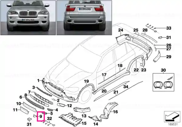 Comandă acum Suport senzor parcare interior dreapta - BMW