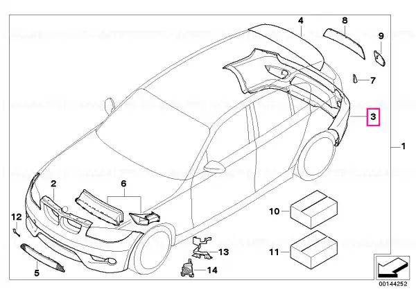 Panou bară spate grunduit ERSATZ - BMW Noutate