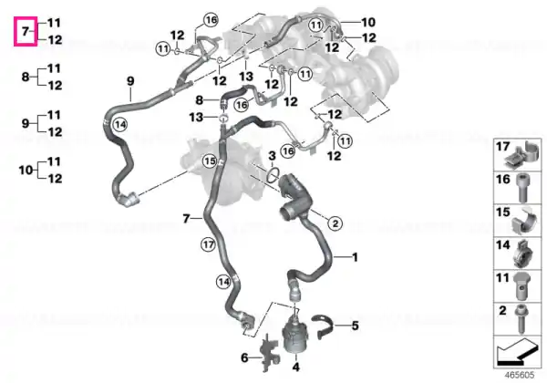 Livrare expres Coolant line, flow to turbocharger ZYL. 5-8