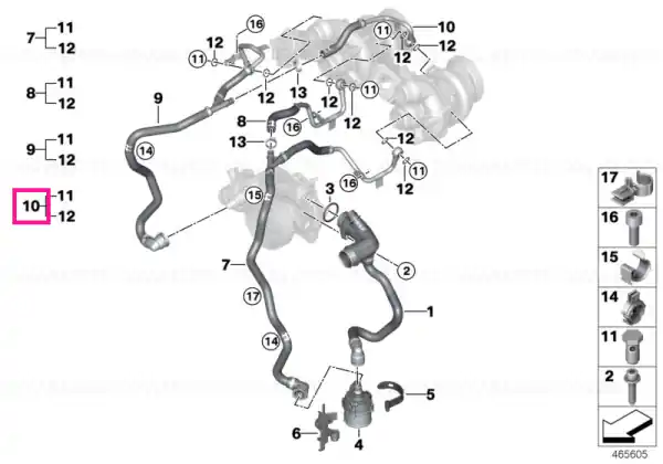 Coolant line, return from turbocharger ZYL. 5-8 Disponibil imediat