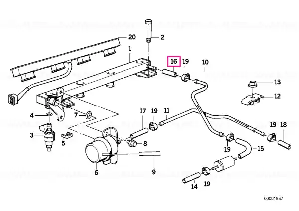 Disponibil imediat Kit for fuel hose and clamp 50MM/FPM - BMW