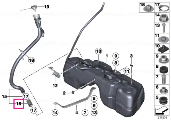 Filler pipe - BMW Retur ușor