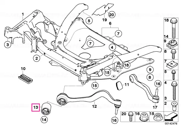 Set bucse elastice pentru brat tractiune - BMW Premium