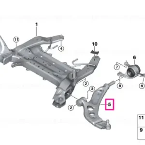 Wishbone with rubber mount, right - BMW - Mini Preț promoțional