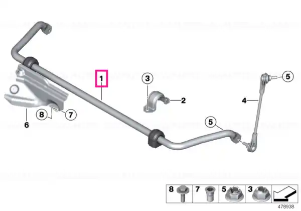 Premium Stabilizer front with rubber mounting 24,6MM - BMW