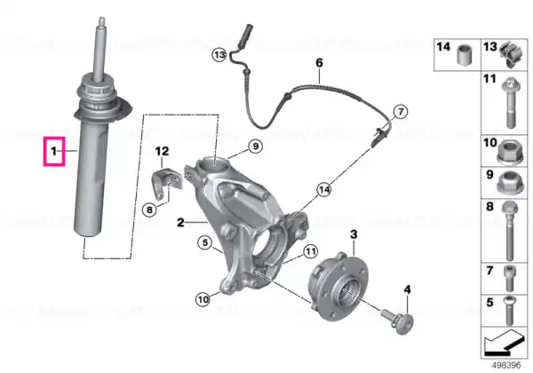 Front right spring strut - BMW Transport gratuit
