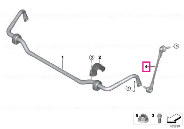 Swing support, front, left Premium