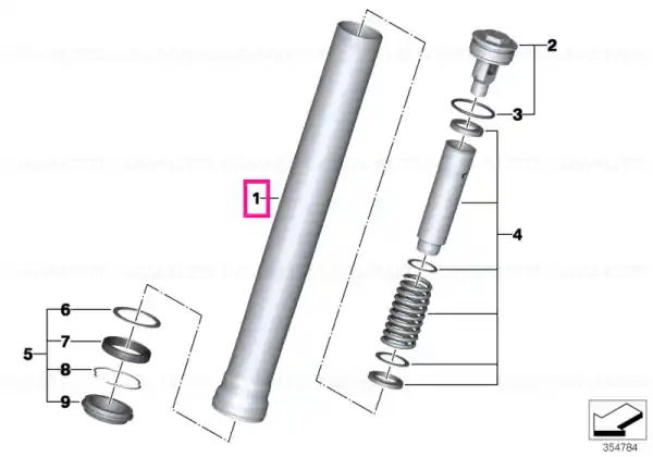 Stanchion with sliding bushes, black - BMW Motorrad Retur ușor
