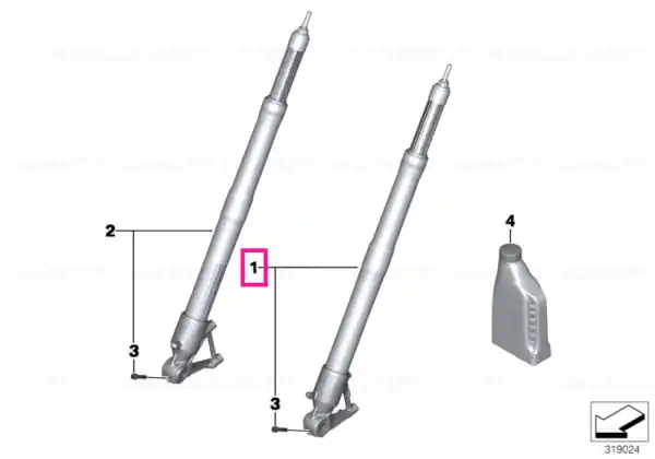 Fork stanchion, gold, left Retur gratuit