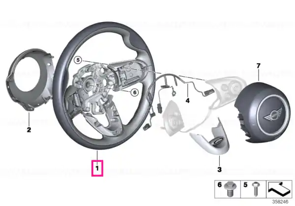 Sport steering wheel, leather JCW Nu rata
