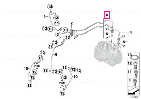 Brake pipe control circuit, front - BMW Motorrad Promoție