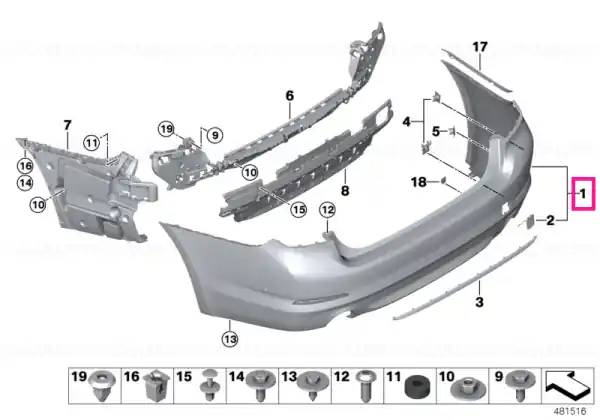 Panel, bumper, primed, rear PDC/PMA LINES - BMW Livrare gratuită
