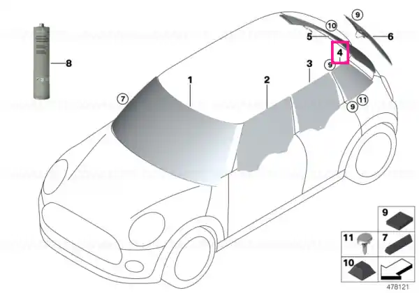 Retur gratuit Side window, rear right - BMW - Mini