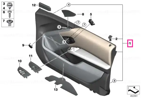 Door trim panel, front right CARUMGRAU - BMW Mai ieftin