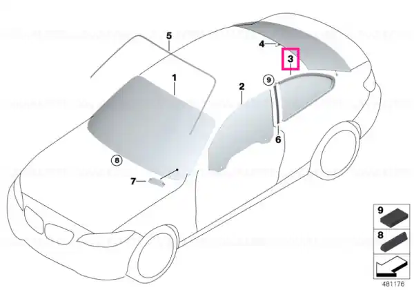Side window, rear left GLANZSCHW. SSG - BMW Calitate înaltă
