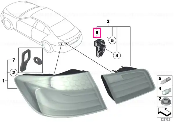 Bulb socket,rear light in trunk lid,left - BMW Ofertă exclusivă