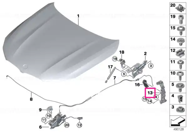 Holder, bonnet actuator - BMW Chilipir
