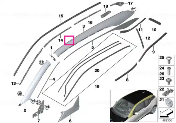Cumpărături sigure Ornament stâlp A Alcantara stânga ANTHRAZIT - BMW