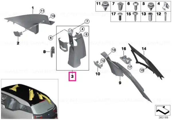 Expediere rapidă Capac montant B usa spate stang - BMW