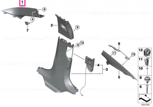 Trim, A-pillar, Alcantara, left ANTHRAZIT - BMW Promoție