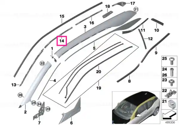 Retur ușor Retaining strip, B-pillar, left - BMW