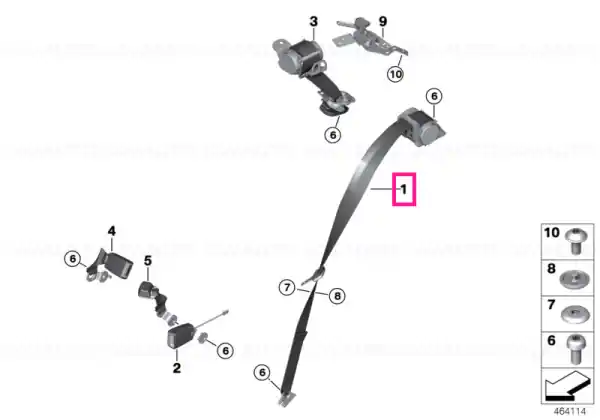 Nu rata Upper belt, rear left SCHWARZ - BMW