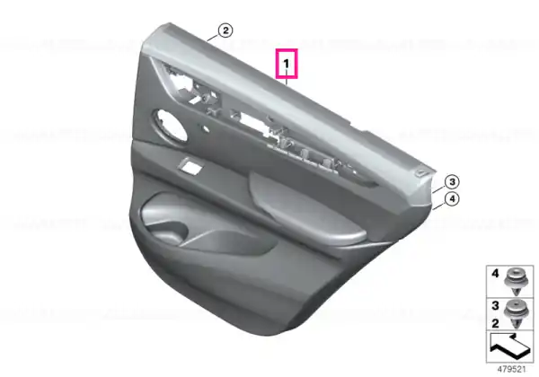 Reducere extra Door lining leather rear left BEIGE/ROGGEN - BMW
