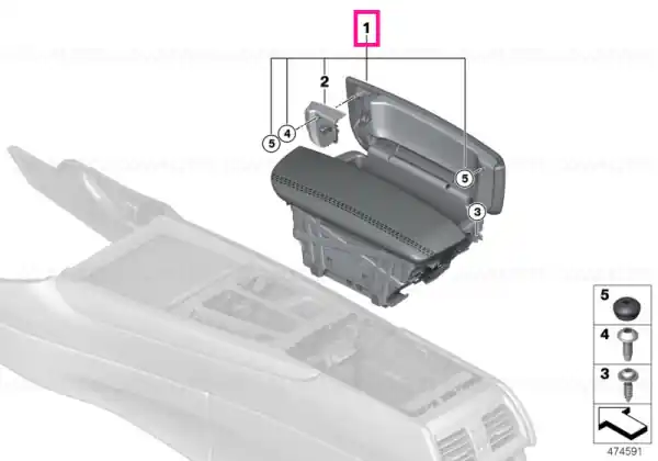 Plată sigură Armrest, leather, front middle MOKKA - BMW