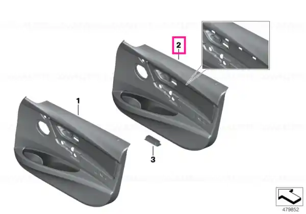 Reducere Door trim panel, fabric, front left OYSTER - BMW