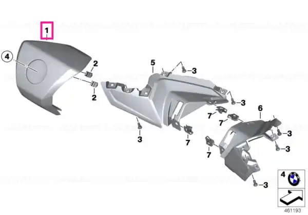 Plată sigură Handlebar fairing, middle - BMW Motorrad