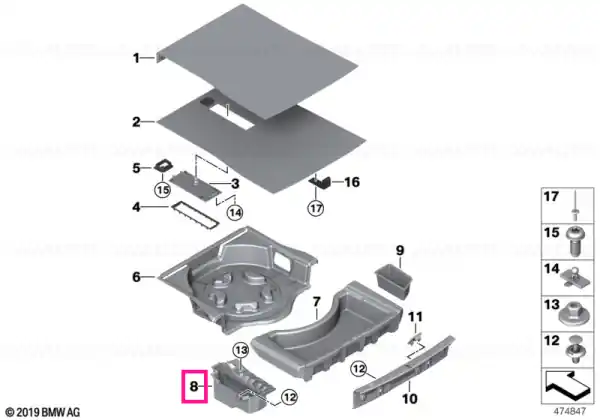 Storage compartment, luggage comp., left - BMW Reducere extra