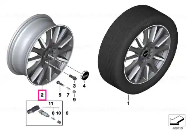 Gloss-turned light alloy rim 7JX18 ET:54 - BMW - Mini Noutate