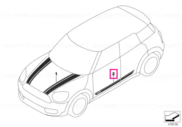 Bestseller Bandă ornament stânga SCHWARZ - BMW - Mini