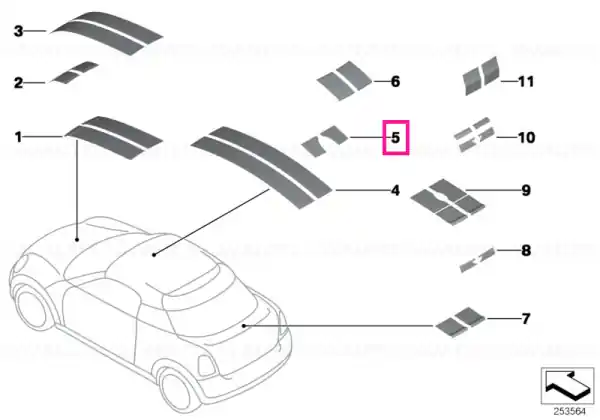 Set, trim strip, roof, rear ECLIPSE GREY - BMW - Mini Cumpără acum