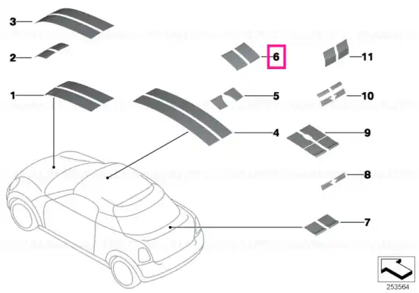 Set, trim strip, roof spoiler WHITE SILVER - BMW - Mini Ultima șansă