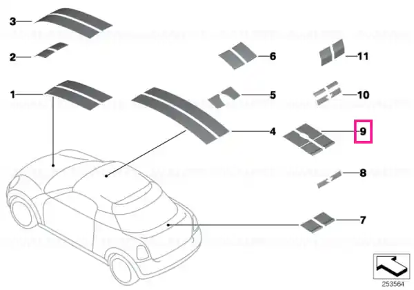 Set, trim strip, tailgate SILVER - BMW - Mini Cumpărături sigure