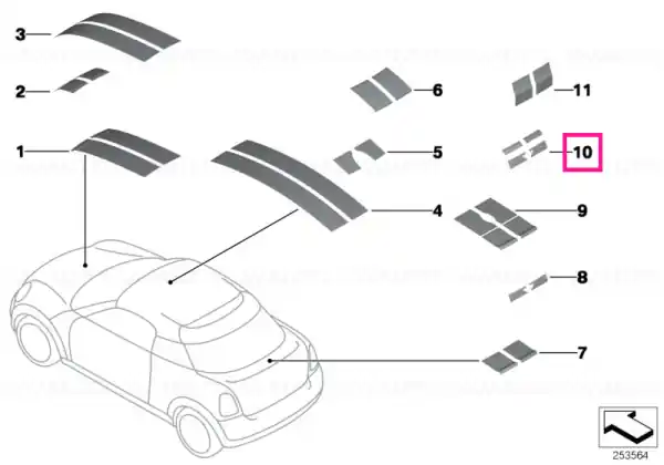 Ieftin Set, trim strip, tailgate, middle SILVER - BMW - Mini