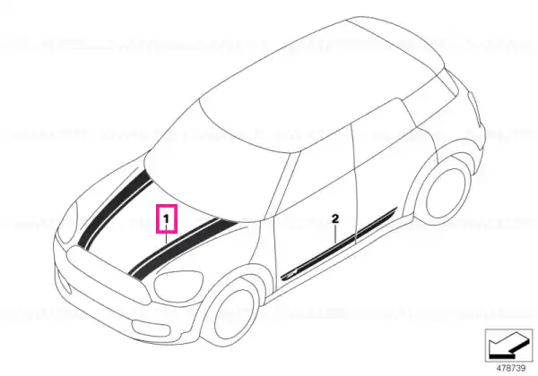 Decorative strip front right ROT - BMW - Mini Discount